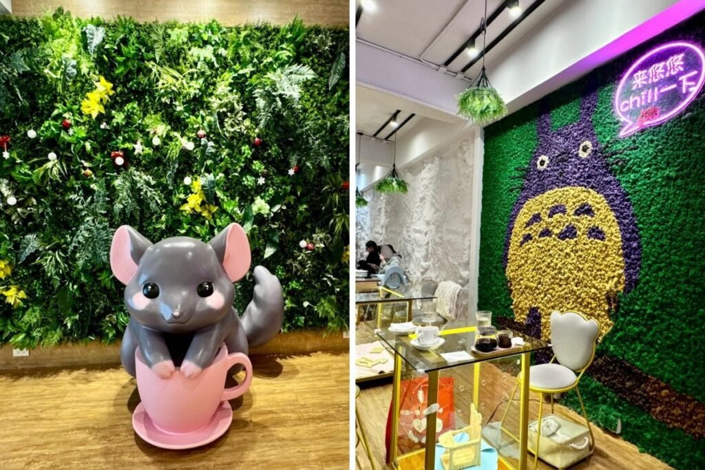 悠悠龍貓咖啡二樓周邊展示櫃與溫馨座位區