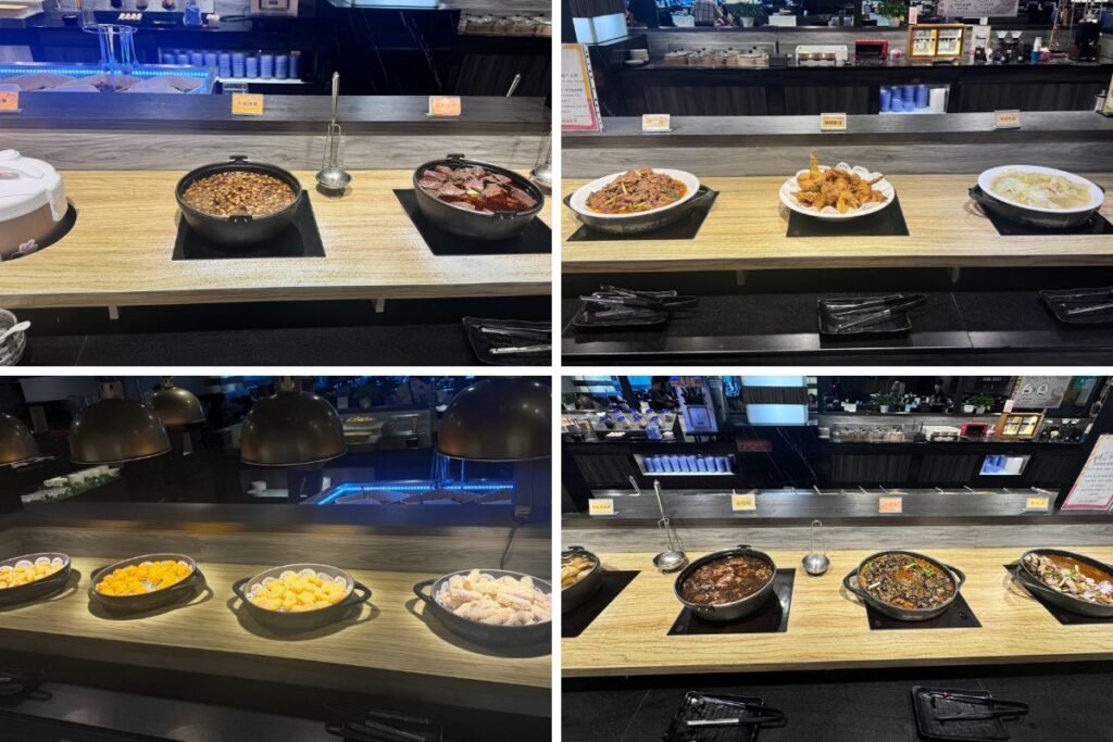 鮮友火鍋香菇肉燥、檸檬雞翅、炸雞塊、熱炒與剝皮辣椒雞湯四格組圖